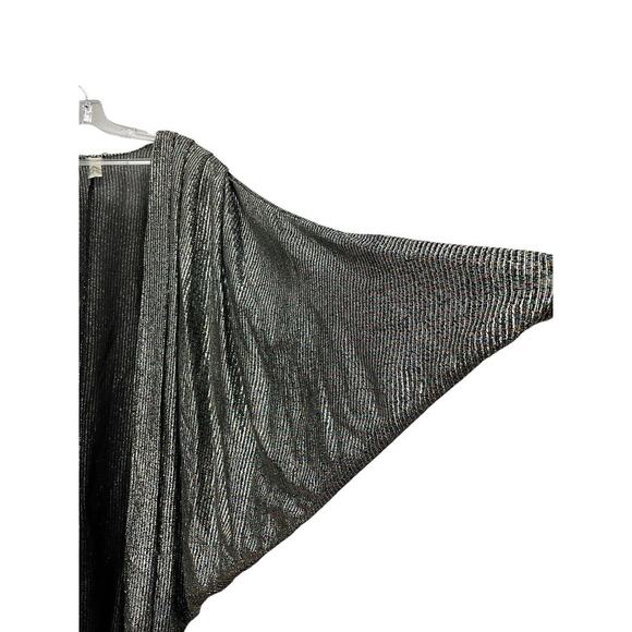 VINTAGE 70s Metallic Cocoon Cardigan Womens Size 26 Batwing Shimmer Gothic USA - Picture 4 of 8
